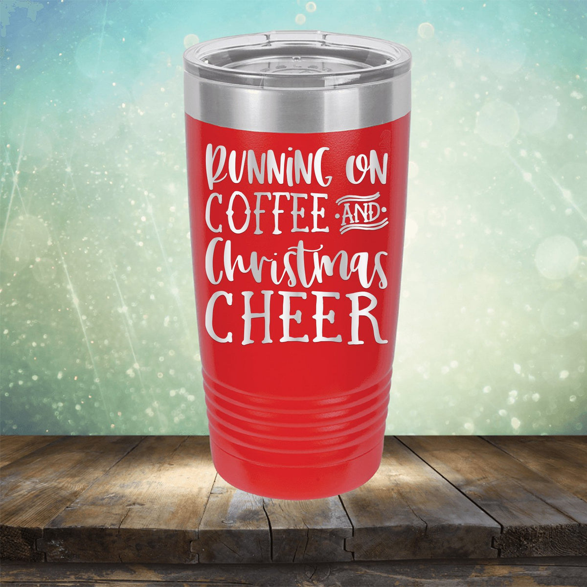 Running on Coffee and Christmas Cheer - Laser Etched Tumbler Mug