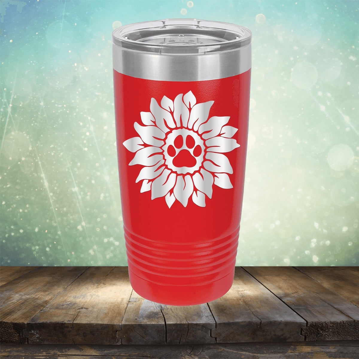 Dog Paw Sunflower - Laser Etched Tumbler Mug