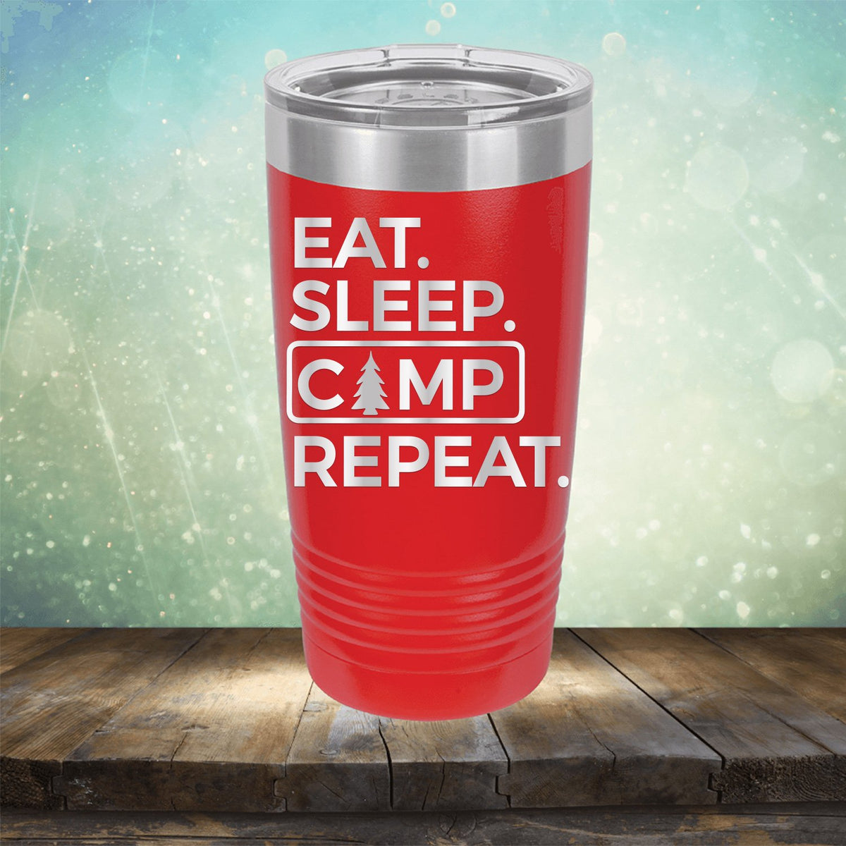 Eat Sleep Camp Repeat - Laser Etched Tumbler Mug