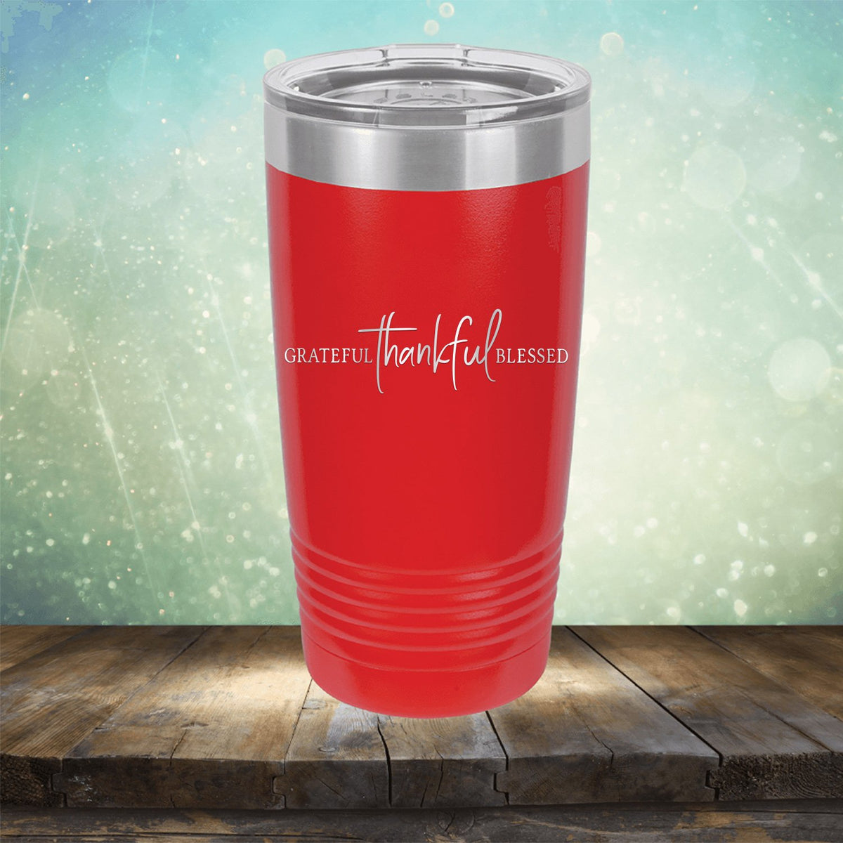 Grateful Thankful Blessed - Laser Etched Tumbler Mug