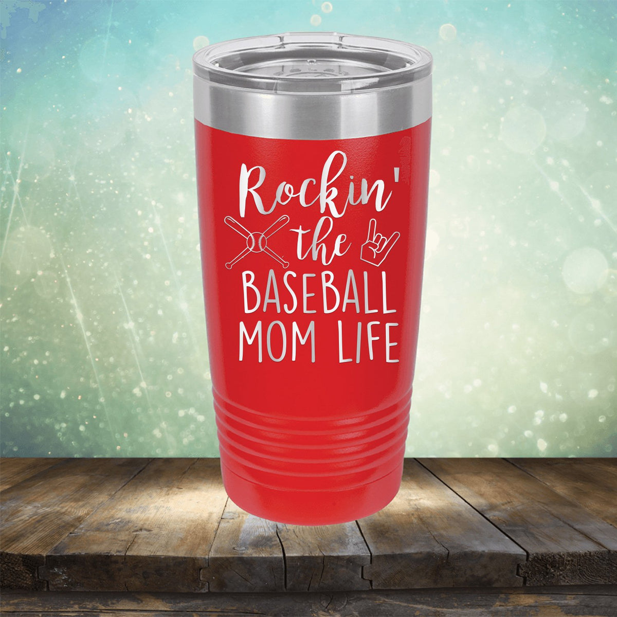 Rockin&#39; The Baseball Mom Life - Laser Etched Tumbler Mug