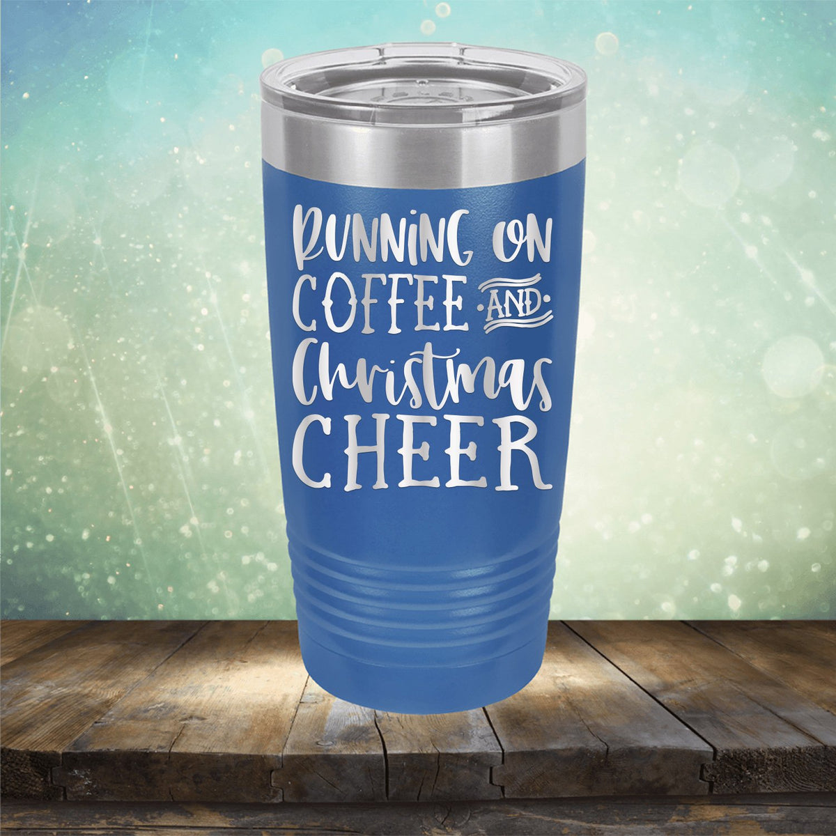 Running on Coffee and Christmas Cheer - Laser Etched Tumbler Mug