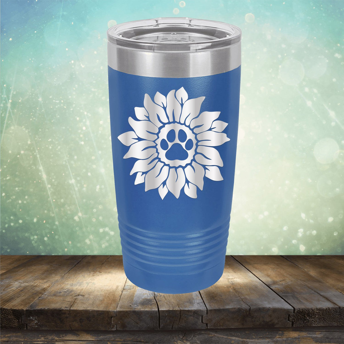 Dog Paw Sunflower - Laser Etched Tumbler Mug