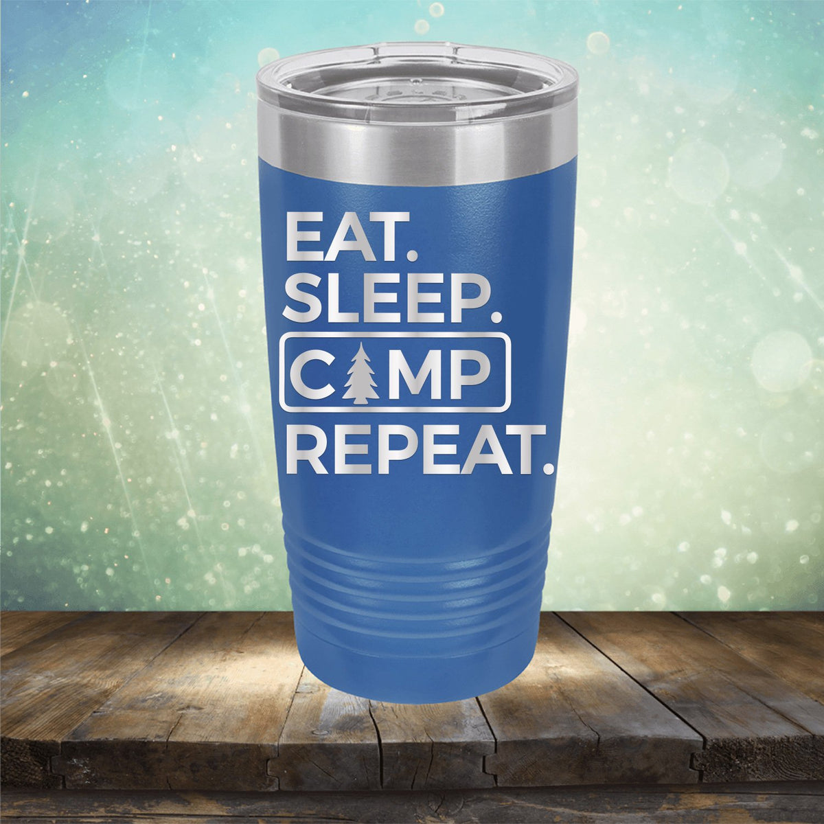 Eat Sleep Camp Repeat - Laser Etched Tumbler Mug