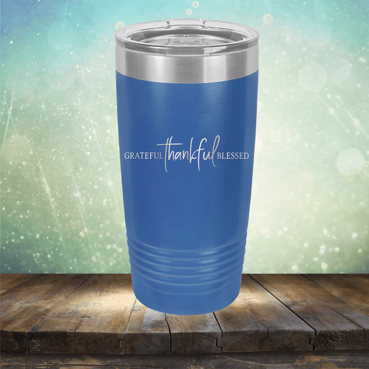 Grateful Thankful Blessed - Laser Etched Tumbler Mug