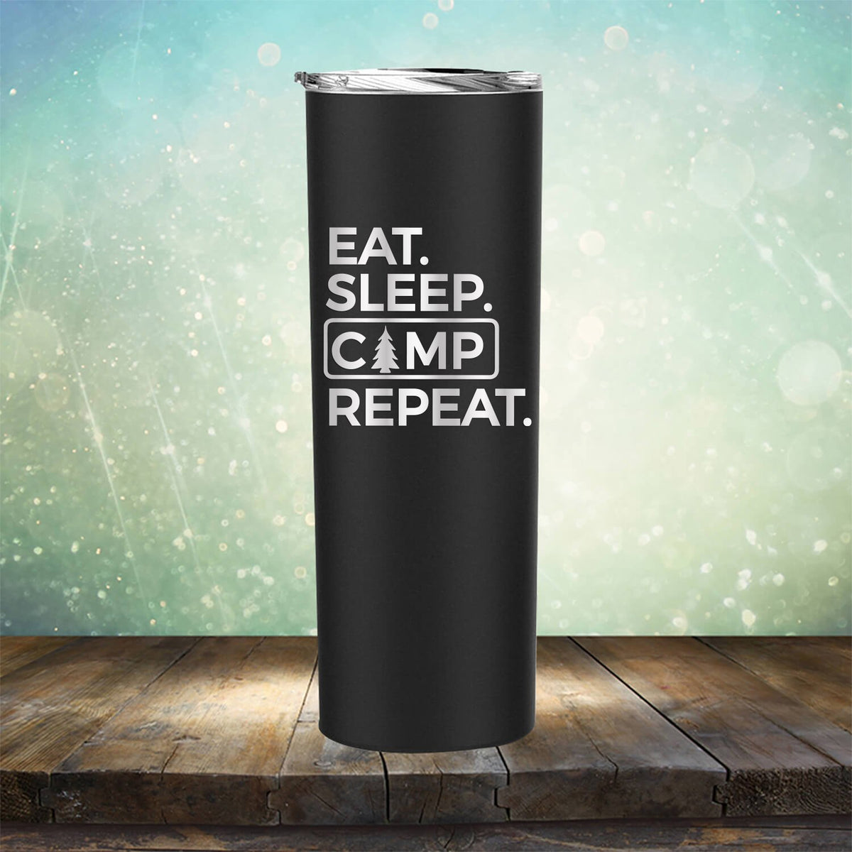 Eat Sleep Camp Repeat - Laser Etched Tumbler Mug