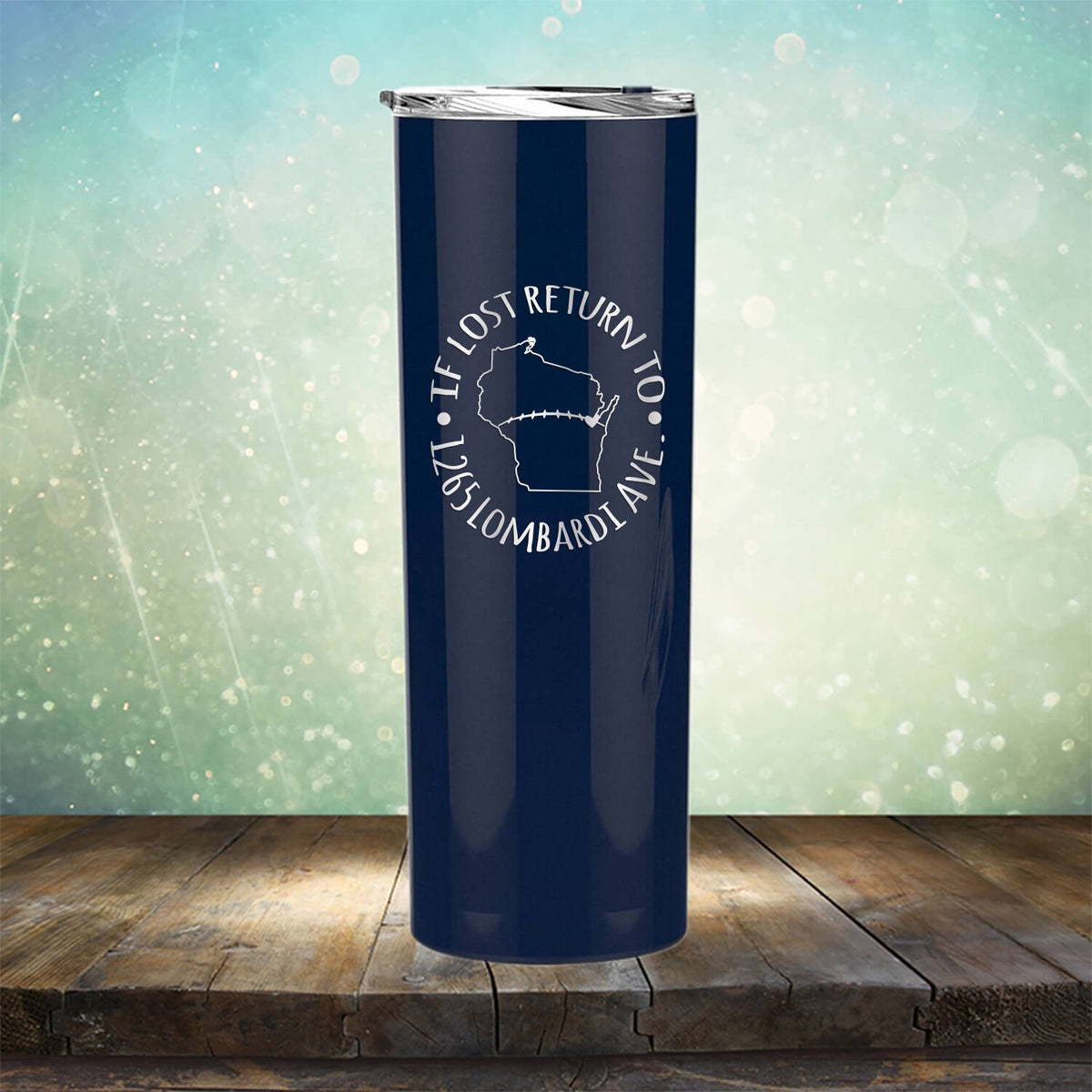 If Lost Return to 1265 Lombardi Ave. - Laser Etched Tumbler Mug