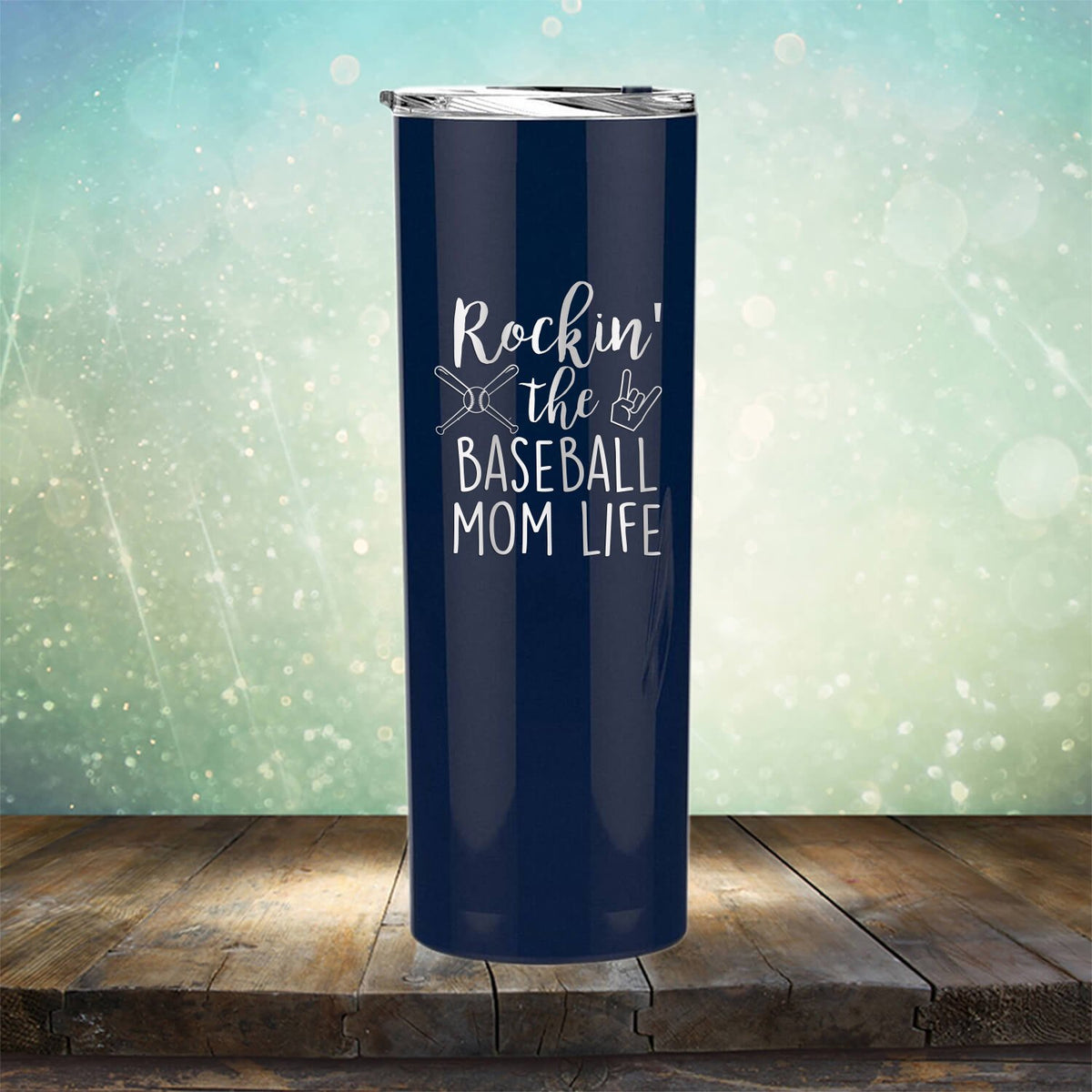 Rockin&#39; The Baseball Mom Life - Laser Etched Tumbler Mug