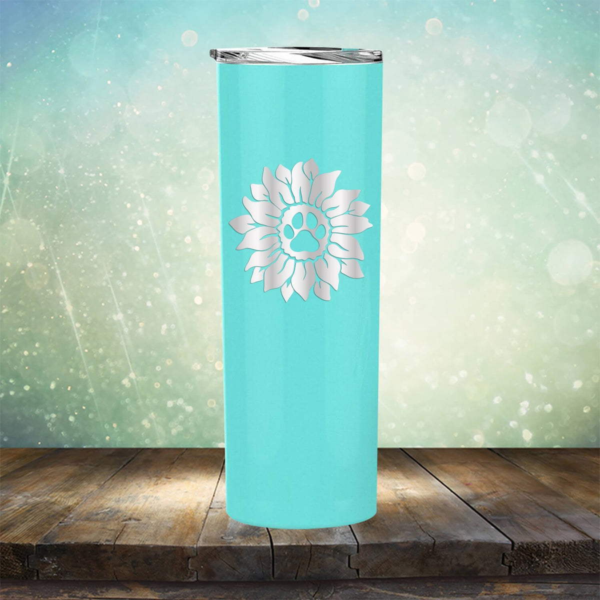 Dog Paw Sunflower - Laser Etched Tumbler Mug