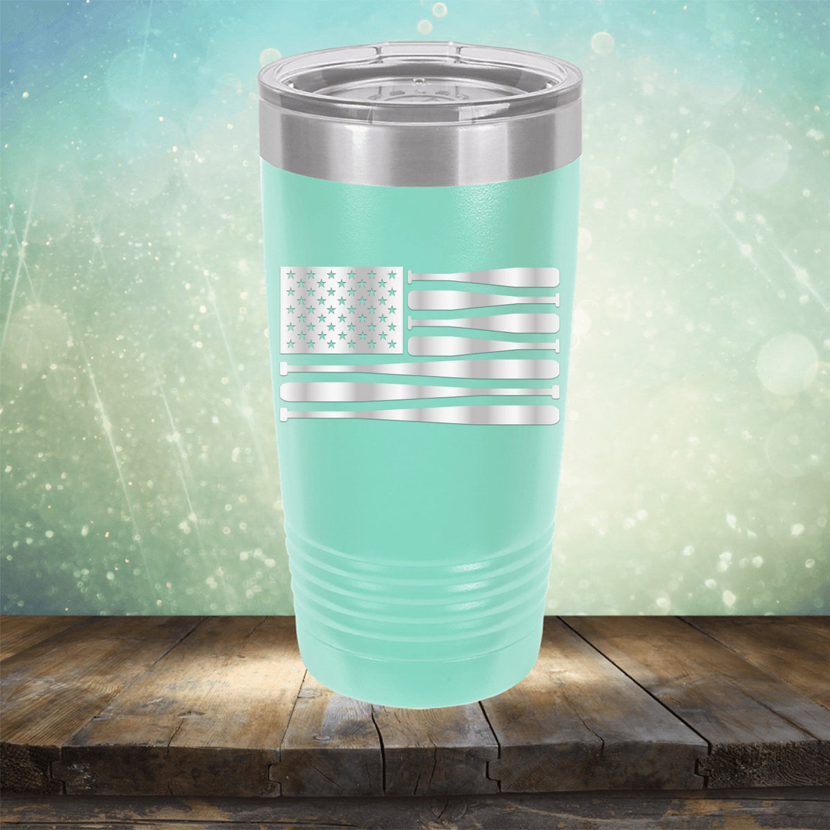 American Flag Baseball - Laser Etched Tumbler Mug