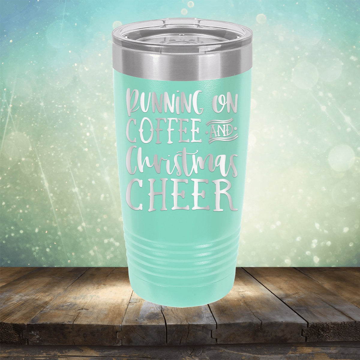 Running on Coffee and Christmas Cheer - Laser Etched Tumbler Mug