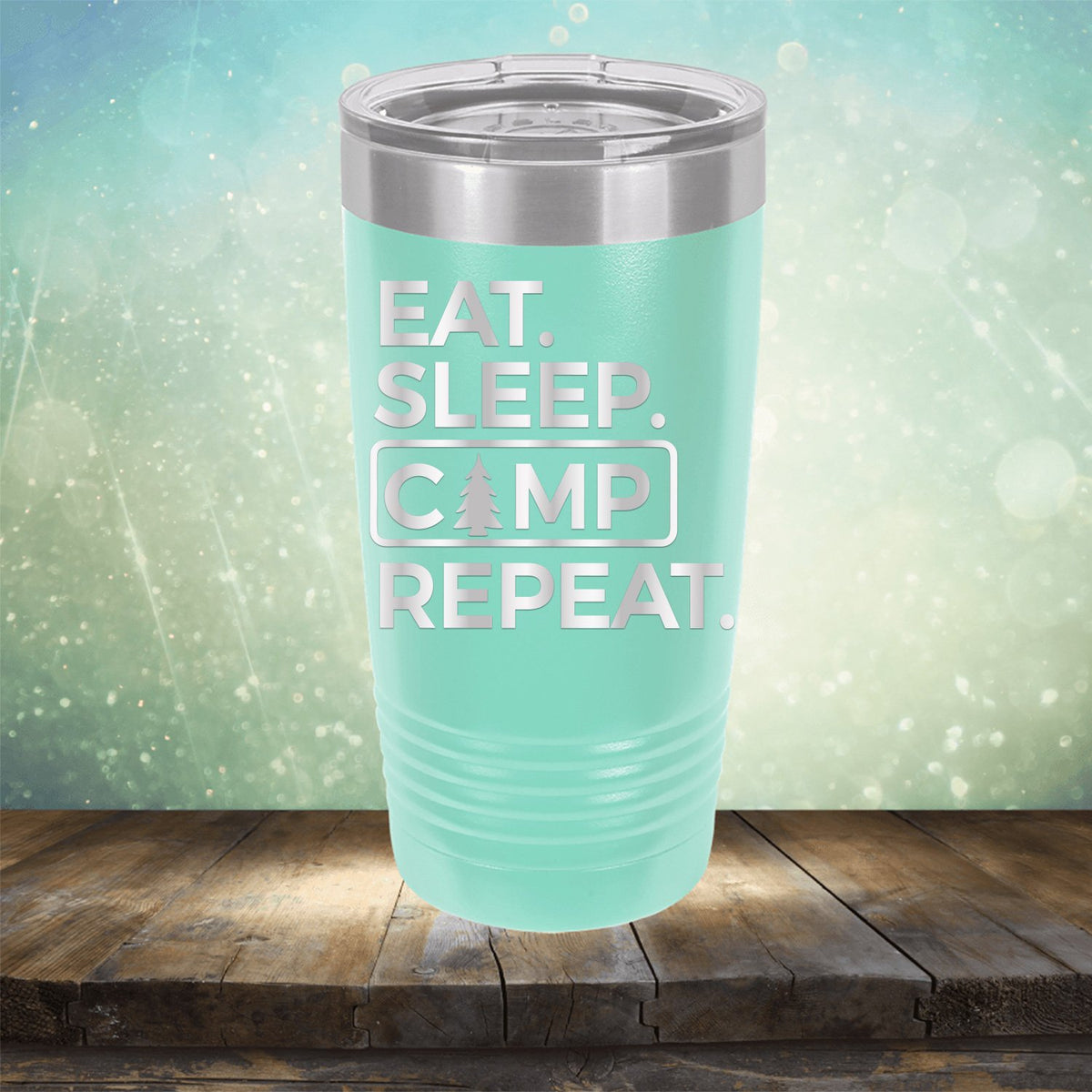 Eat Sleep Camp Repeat - Laser Etched Tumbler Mug