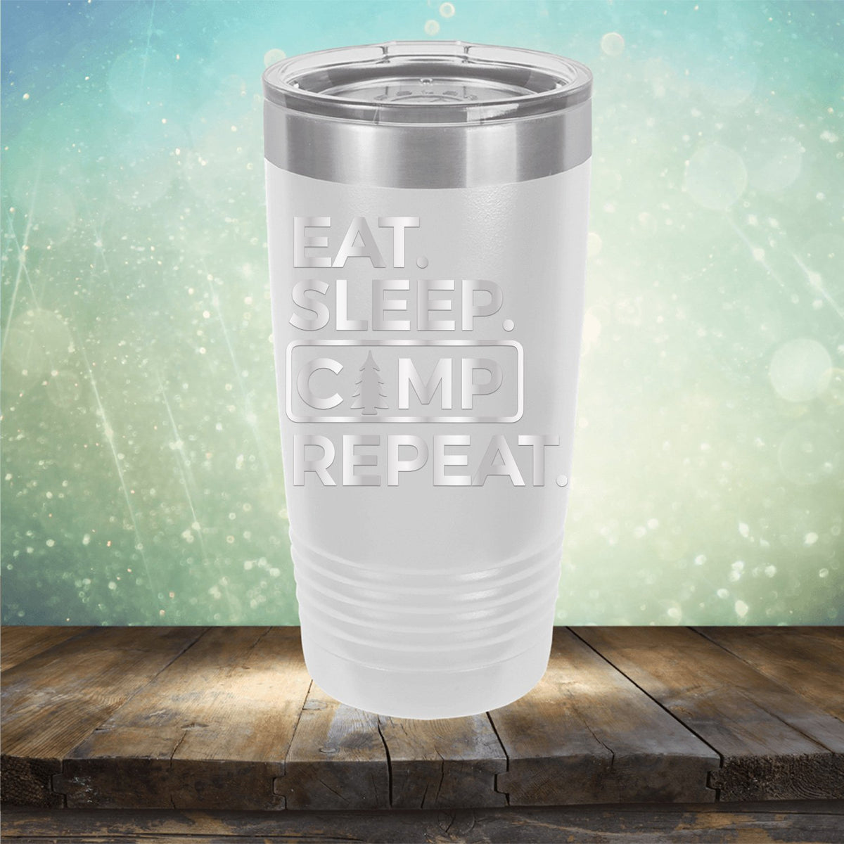 Eat Sleep Camp Repeat - Laser Etched Tumbler Mug