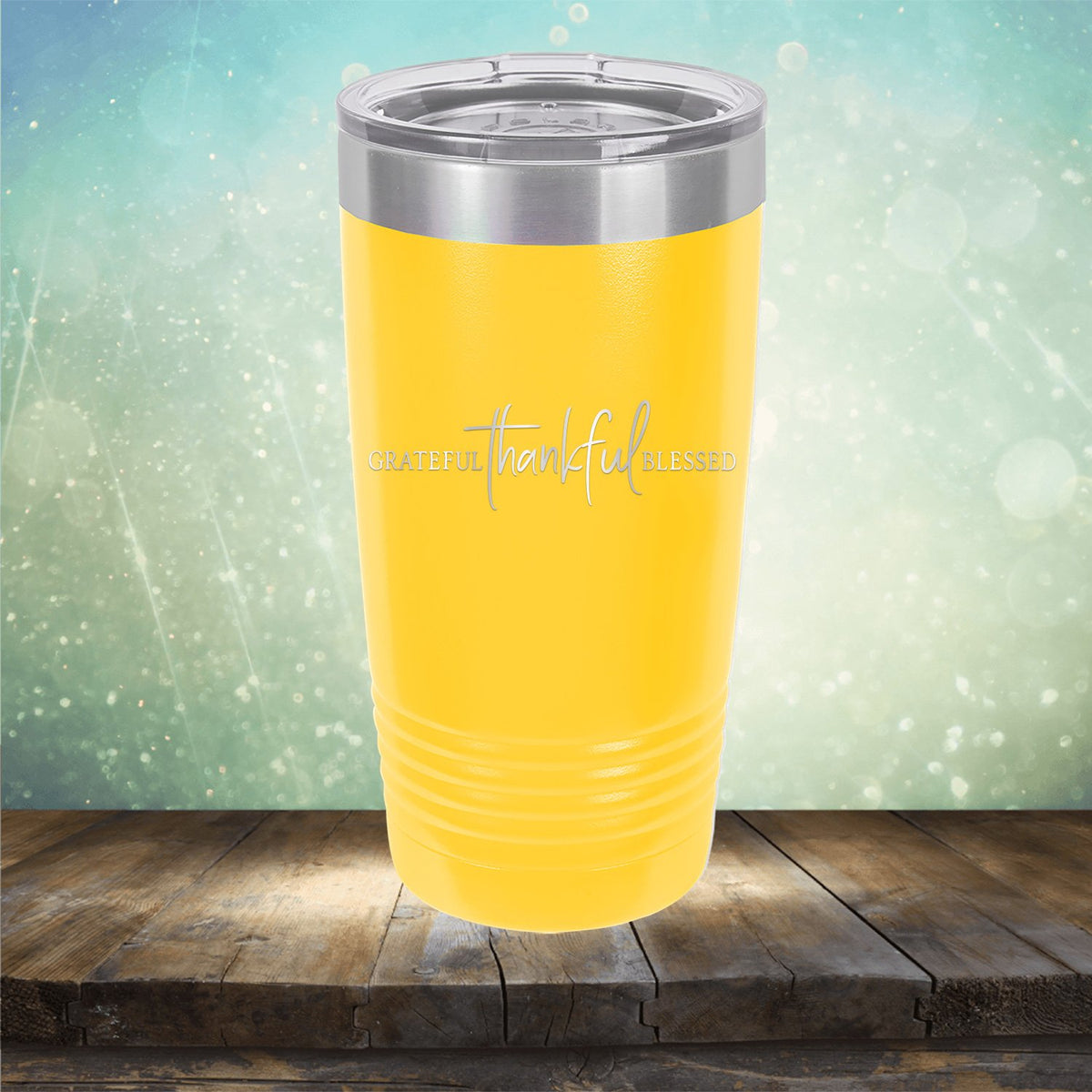 Grateful Thankful Blessed - Laser Etched Tumbler Mug
