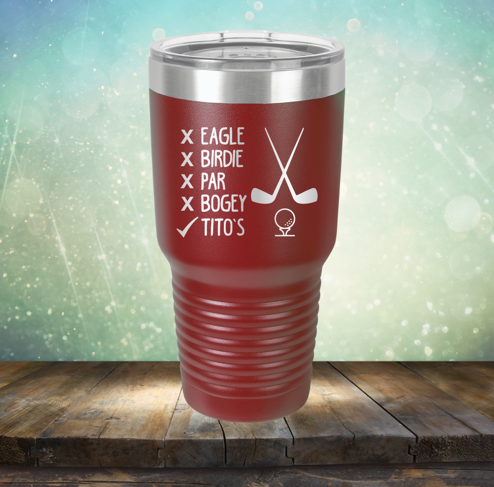Eagle Birdie Par Bogey Tito&#39;s - Laser Etched Tumbler Mug