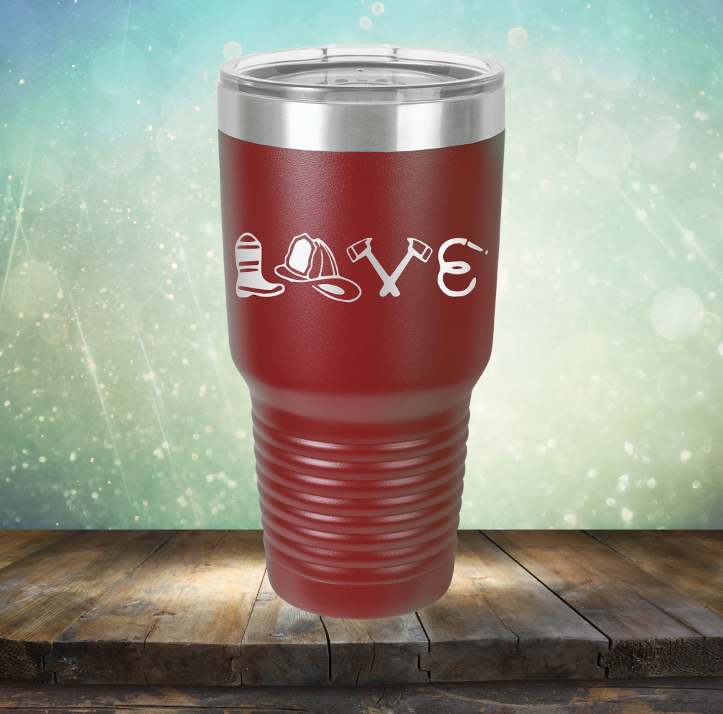 Firefighter Love - Laser Etched Tumbler Mug
