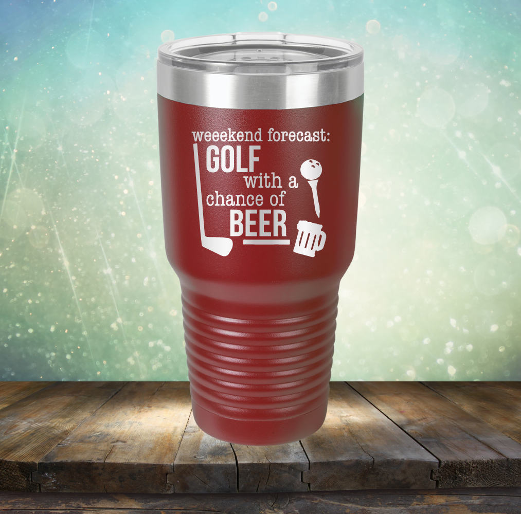 Weekend Forecast: Golf with a Chance of Beer - Laser Etched Tumbler Mug