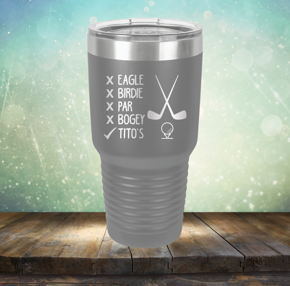 Eagle Birdie Par Bogey Tito&#39;s - Laser Etched Tumbler Mug