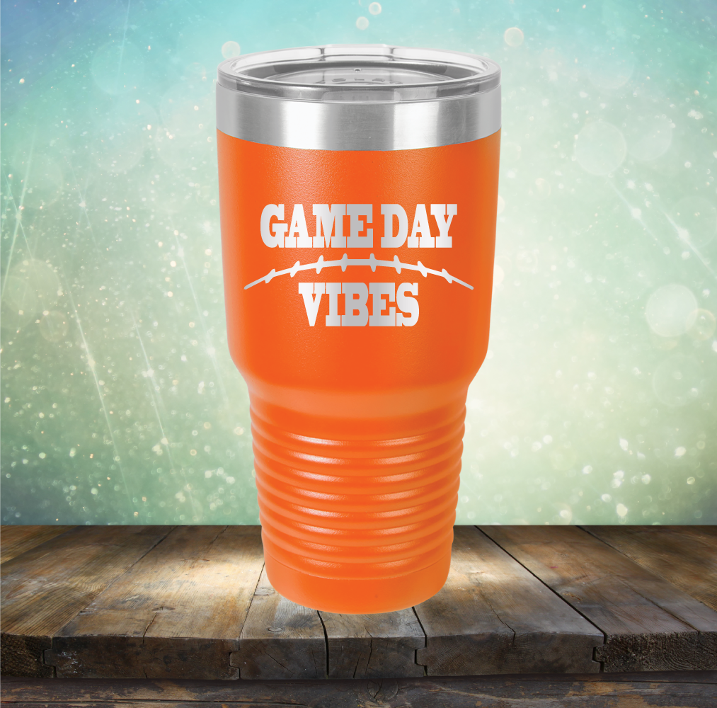 Game Day Vibes Football - Laser Etched Tumbler Mug