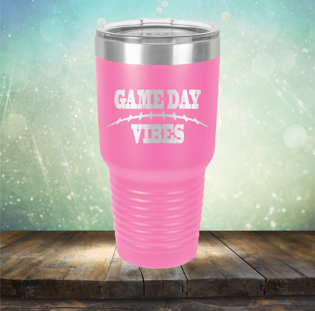 Game Day Vibes Football - Laser Etched Tumbler Mug