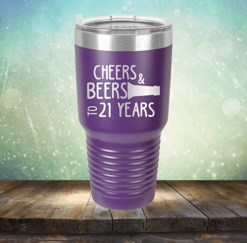 Cheers & Beers to 21 Years - Laser Etched Tumbler Mug