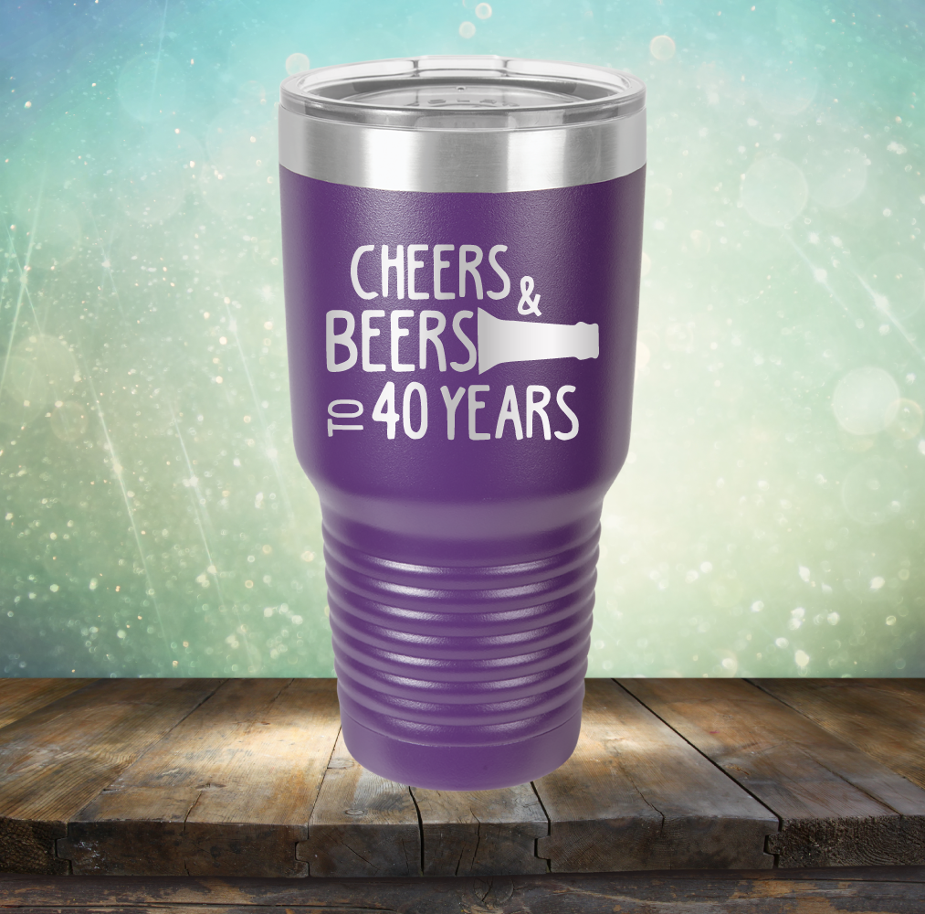 Cheers &amp; Beers to 40 Years - Laser Etched Tumbler Mug