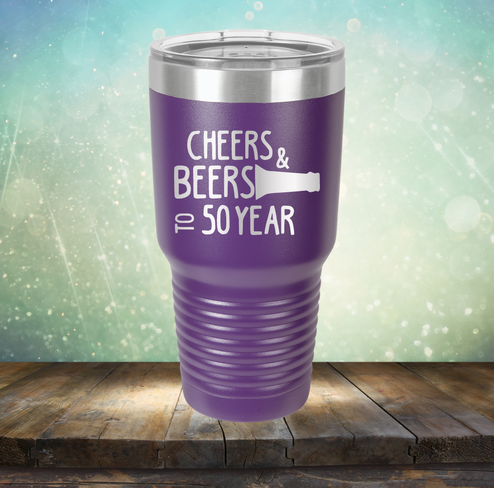 Cheers &amp; Beers to 50 Years - Laser Etched Tumbler Mug