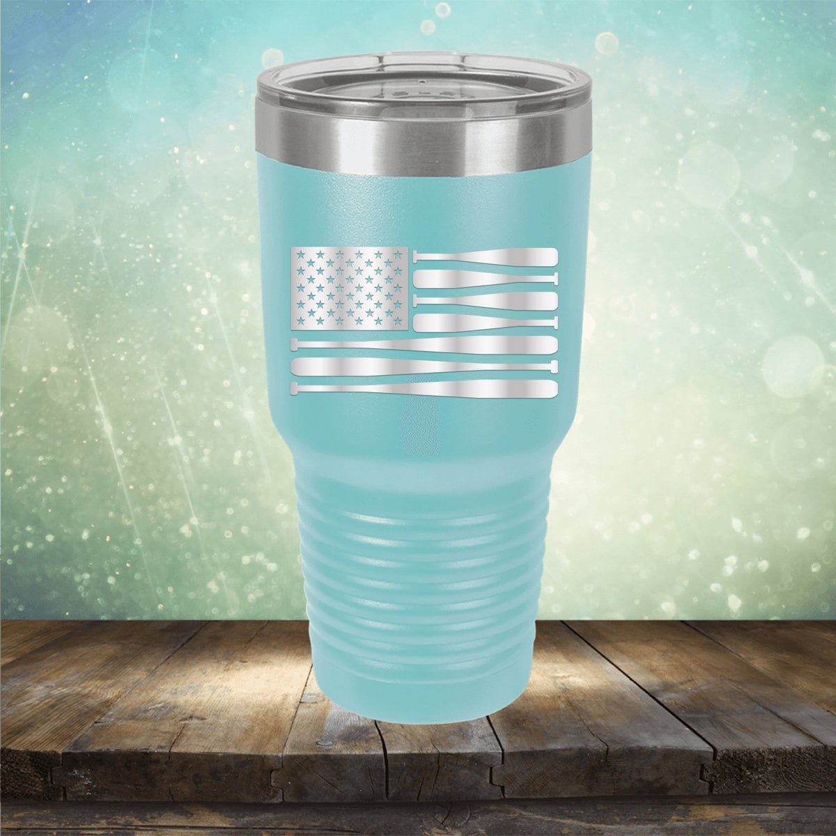 American Flag Baseball - Laser Etched Tumbler Mug