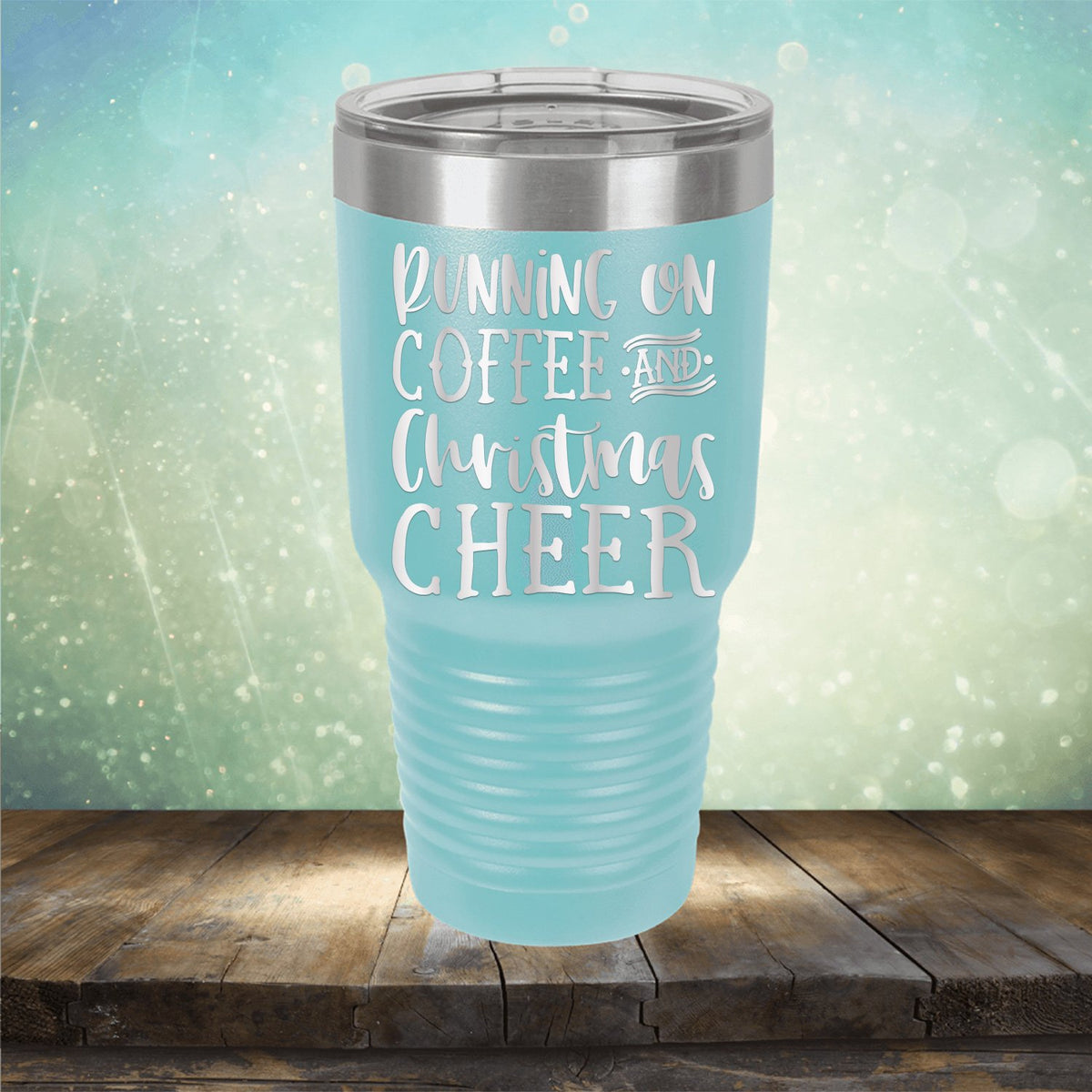 Running on Coffee and Christmas Cheer - Laser Etched Tumbler Mug