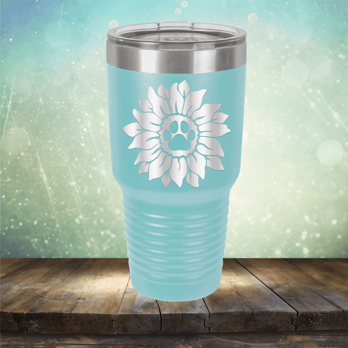 Dog Paw Sunflower - Laser Etched Tumbler Mug