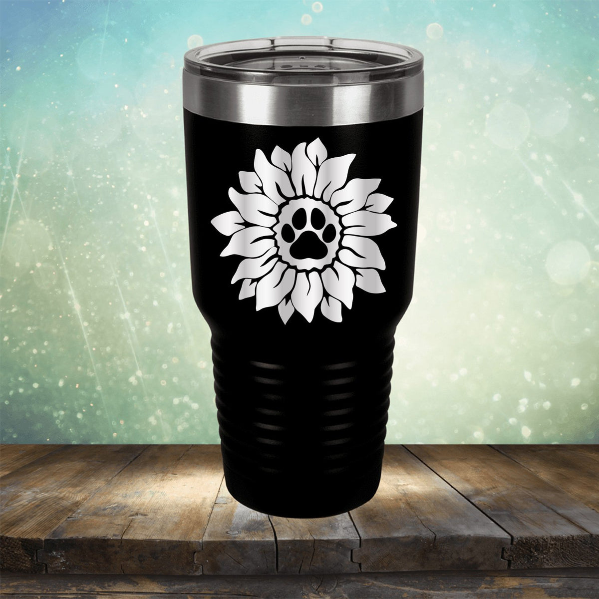 Dog Paw Sunflower - Laser Etched Tumbler Mug