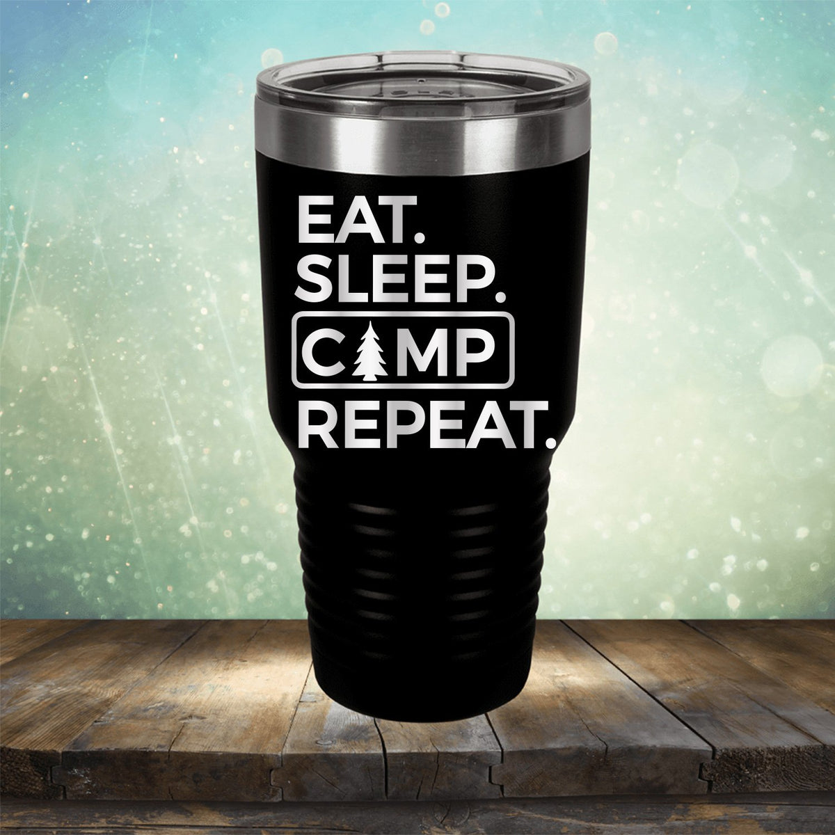 Eat Sleep Camp Repeat - Laser Etched Tumbler Mug