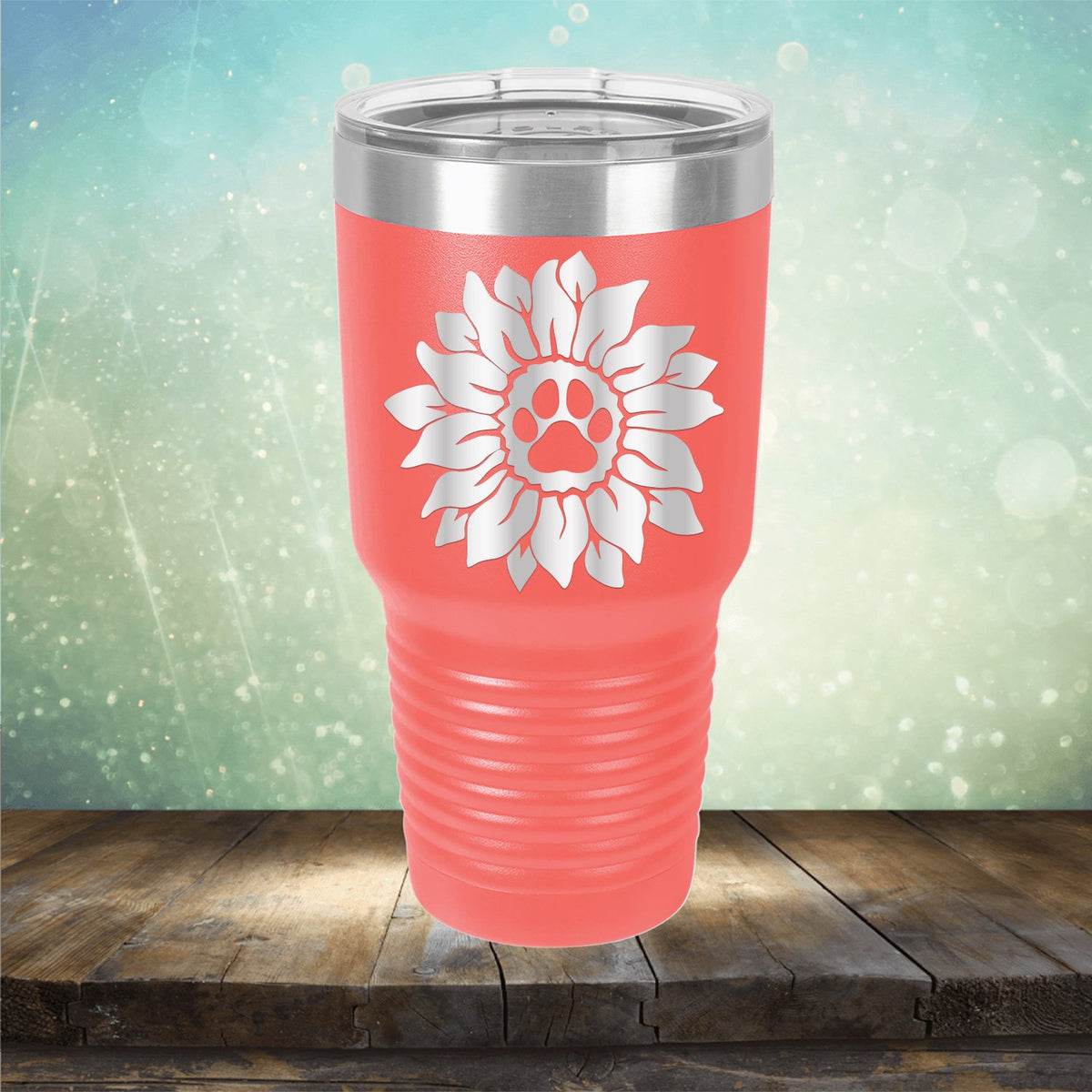 Dog Paw Sunflower - Laser Etched Tumbler Mug
