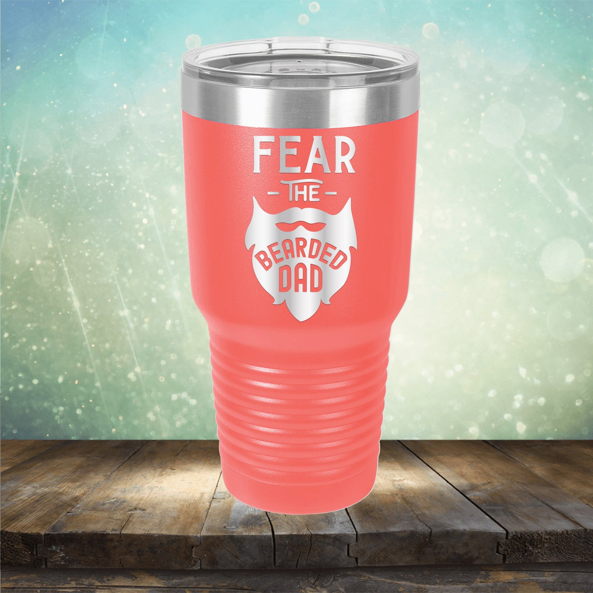 Fear The Bearded Dad - Laser Etched Tumbler Mug