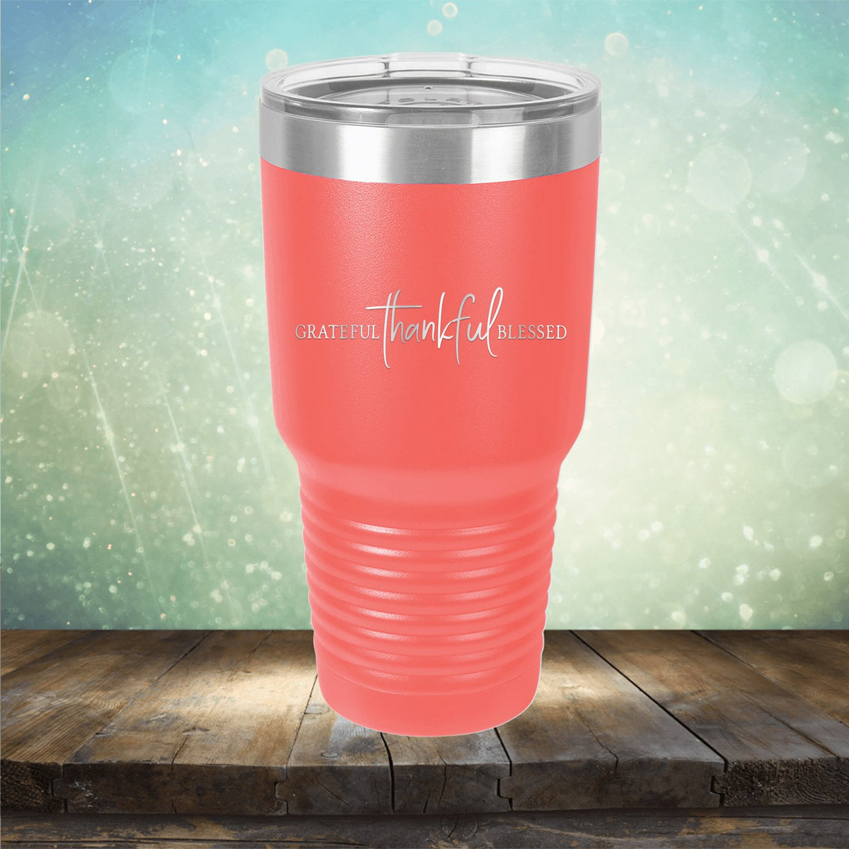 Grateful Thankful Blessed - Laser Etched Tumbler Mug