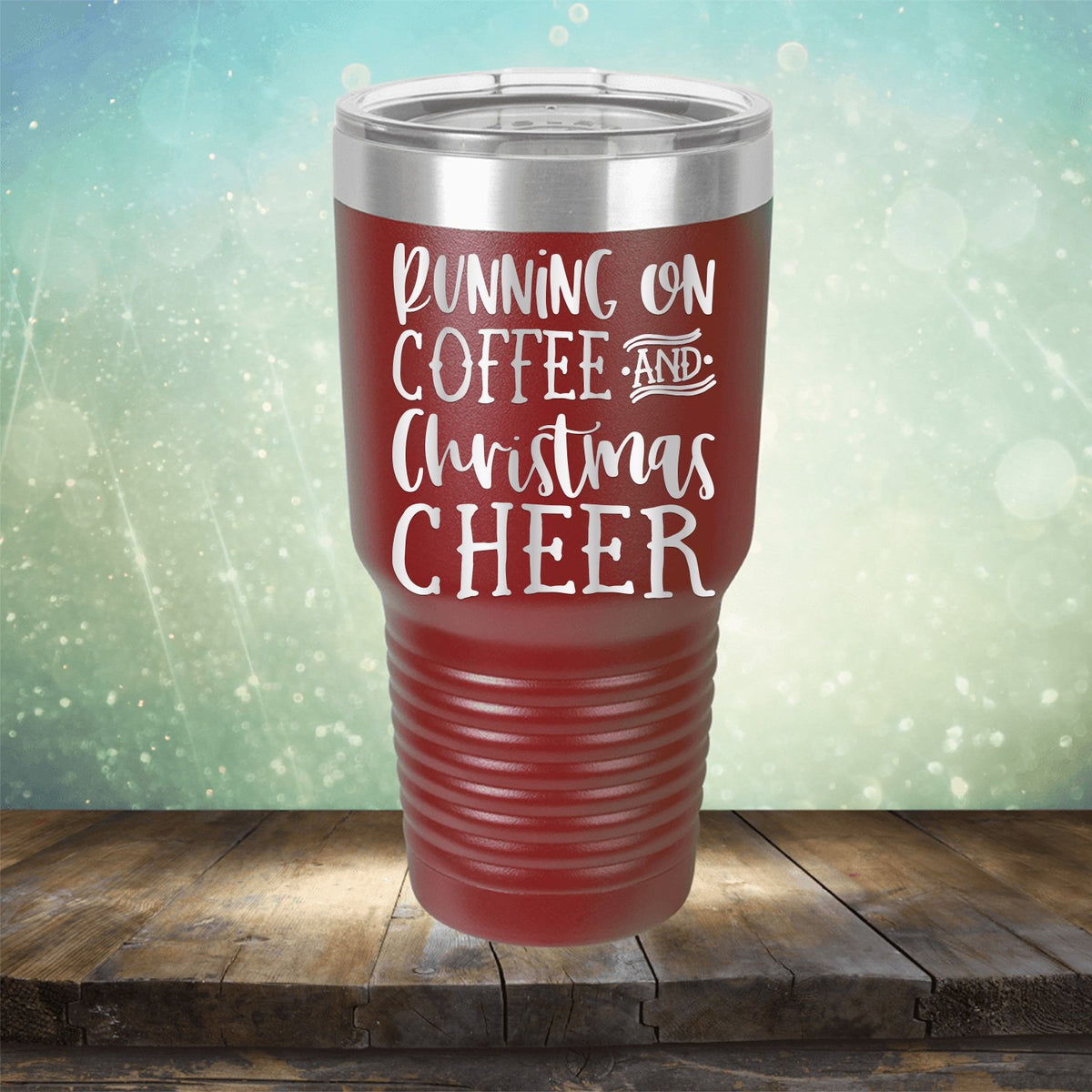 Running on Coffee and Christmas Cheer - Laser Etched Tumbler Mug