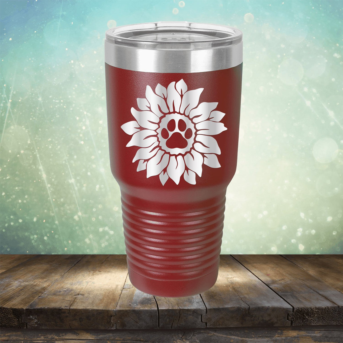 Dog Paw Sunflower - Laser Etched Tumbler Mug
