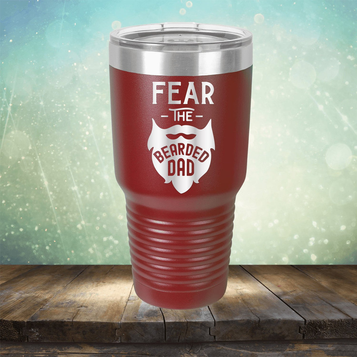 Fear The Bearded Dad - Laser Etched Tumbler Mug