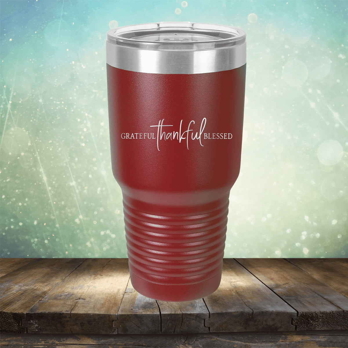 Grateful Thankful Blessed - Laser Etched Tumbler Mug