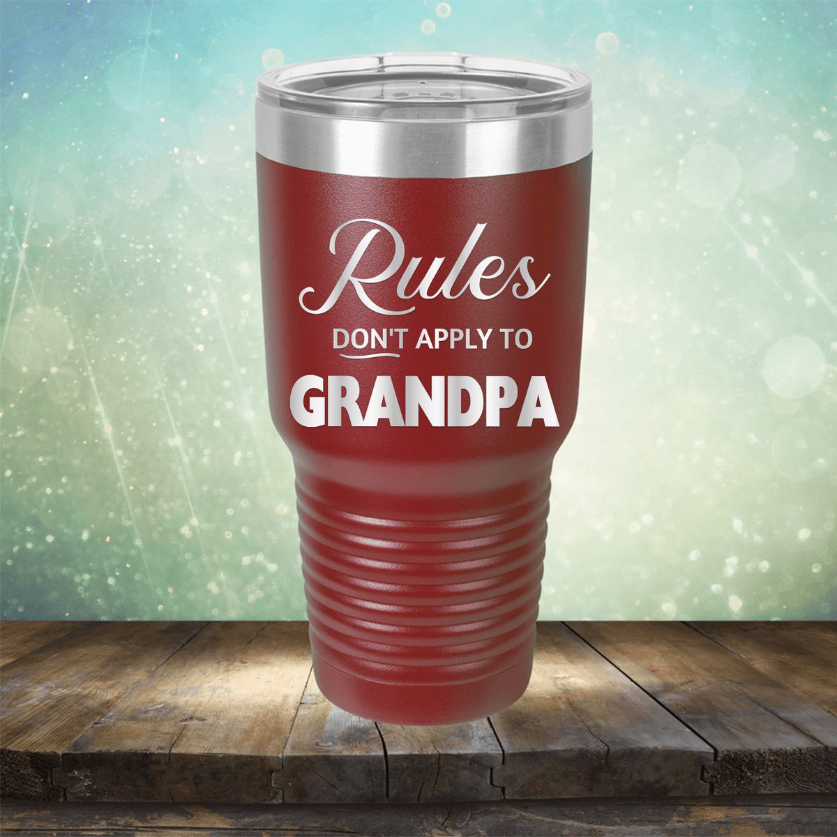 Rules Don&#39;t Apply To Grandpa - Laser Etched Tumbler Mug