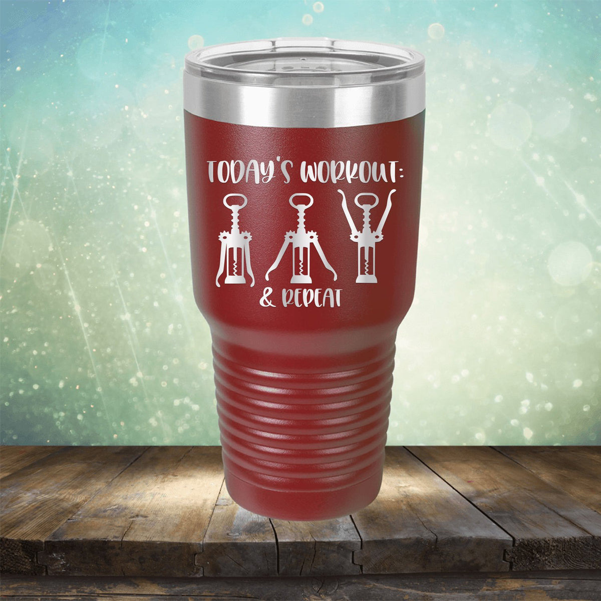 Today&#39;s Workout: Wine &amp; Repeat - Laser Etched Tumbler Mug