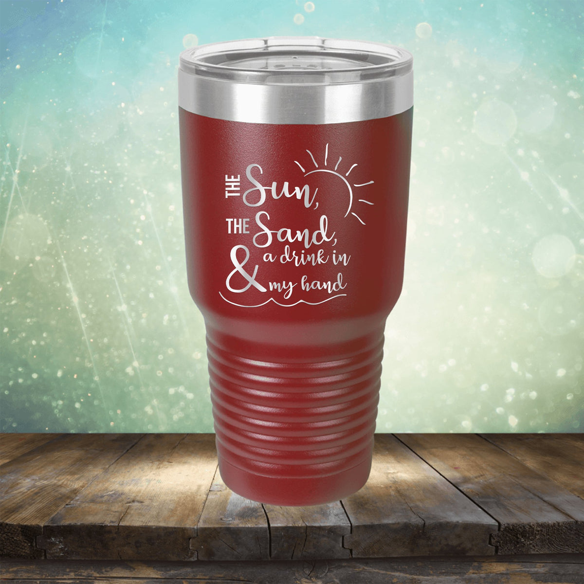 The Sun, The Sand &amp; A Drink in My Hand - Laser Etched Tumbler Mug