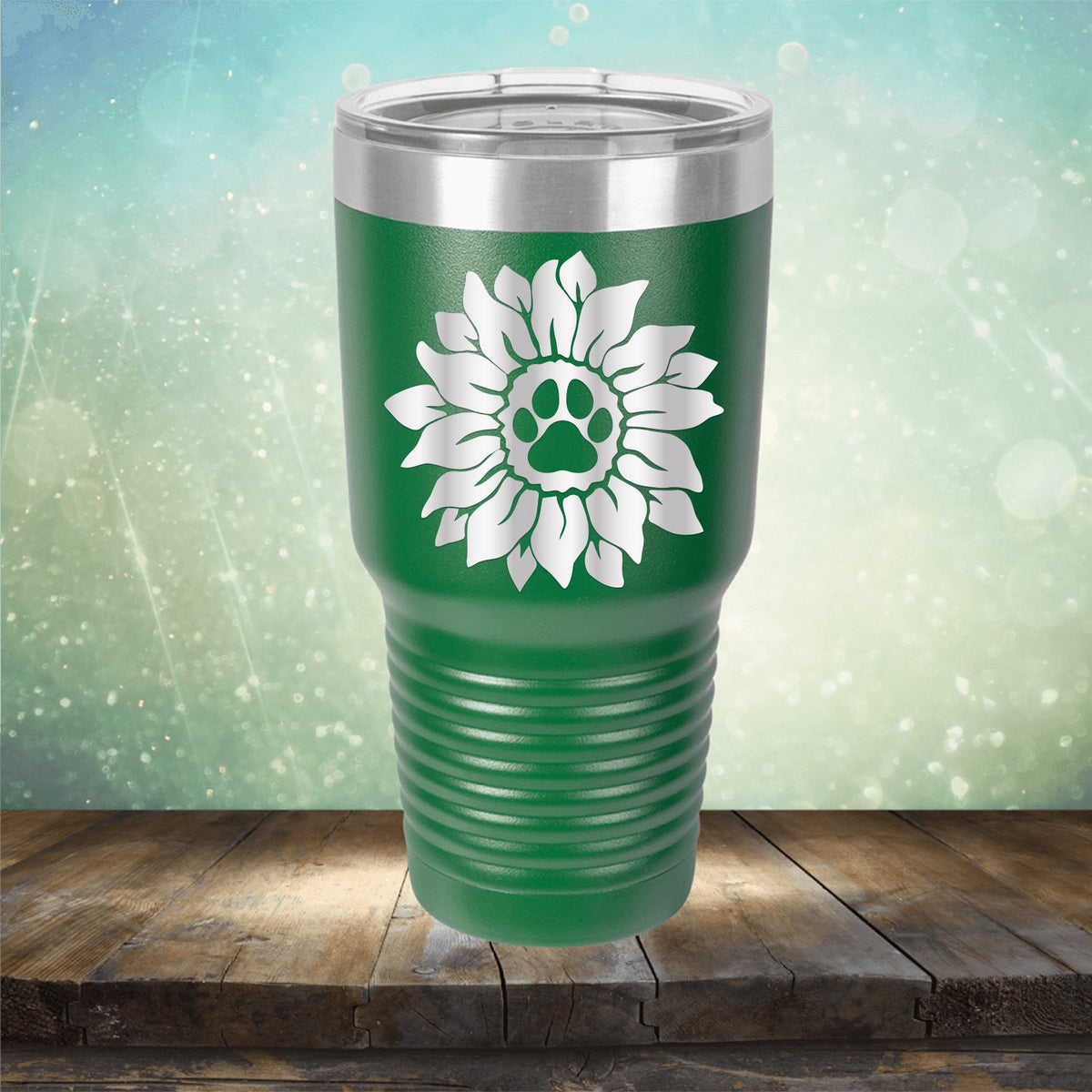 Dog Paw Sunflower - Laser Etched Tumbler Mug
