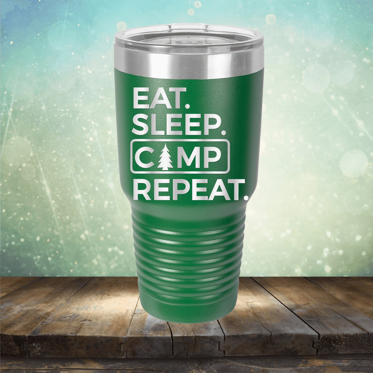 Eat Sleep Camp Repeat - Laser Etched Tumbler Mug