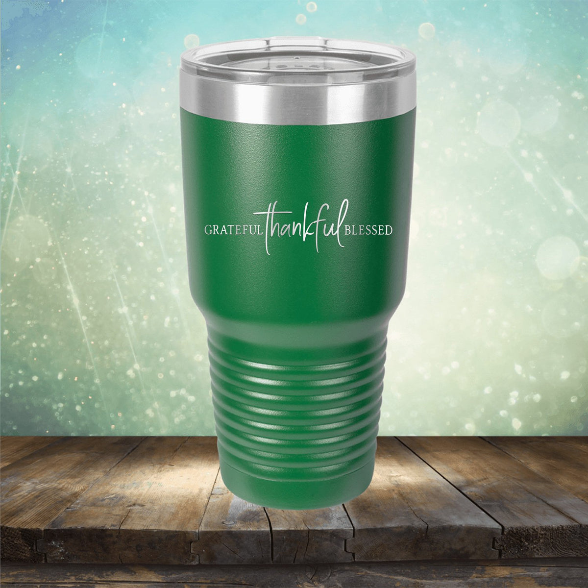 Grateful Thankful Blessed - Laser Etched Tumbler Mug