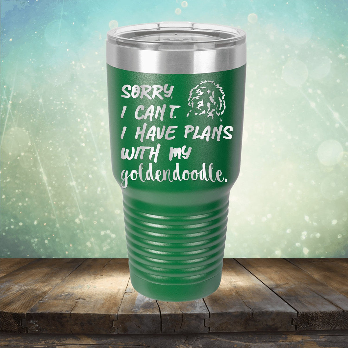 Sorry I Can&#39;t I Have Plans with My Goldendoodle - Laser Etched Tumbler Mug