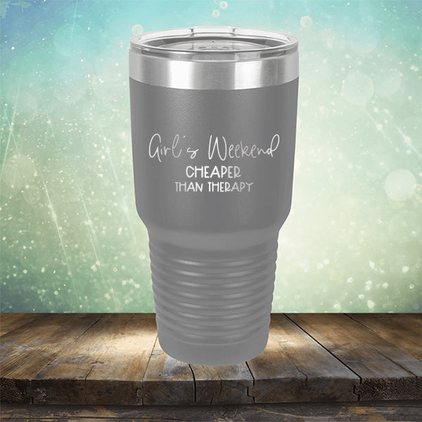 Girl&#39;s Weekend Cheaper Than Therapy - Laser Etched Tumbler Mug