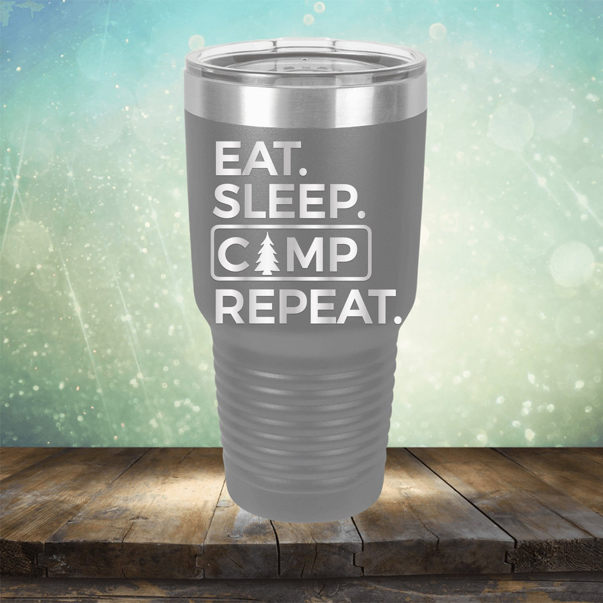 Eat Sleep Camp Repeat - Laser Etched Tumbler Mug