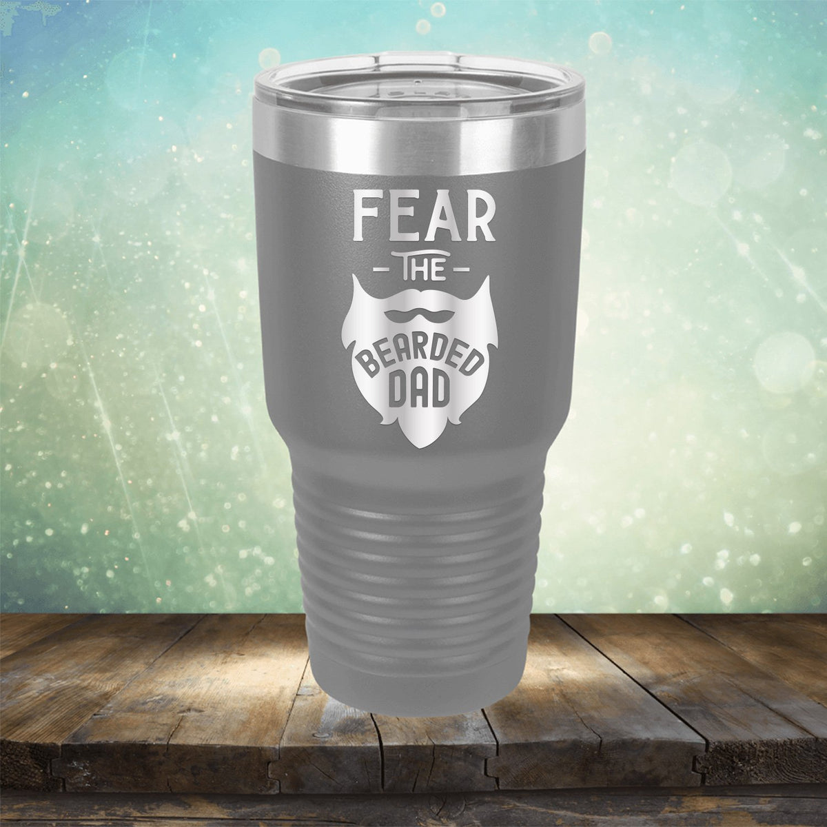 Fear The Bearded Dad - Laser Etched Tumbler Mug