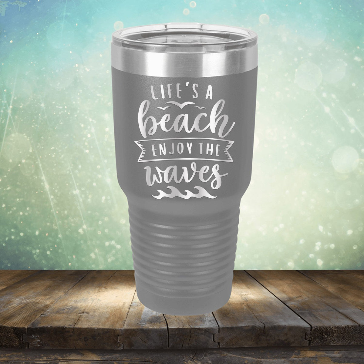 Life&#39;s A Beach Enjoy The Waves - Laser Etched Tumbler Mug